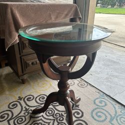 Round Side Table With Glass Top