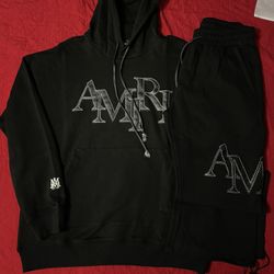 Amiri “leather” Print Set (hoodie & Sweats) Size L & M