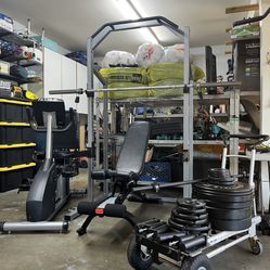 Complete Home Gym Olympic Weights Squat Rack Adjustable Bench True Fitness Ps50 (Delivery Available)