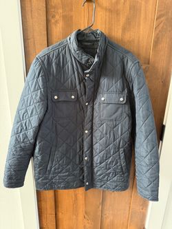 Men's Navy Quilted Snap-Front Jacket Gap men’s L