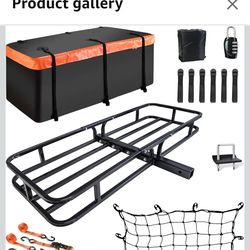 MeeFar Hitch Mount Cargo Carrier Basket with Waterproof Cargo Bag, Hauling Weight Capacity of 500 Lbs
