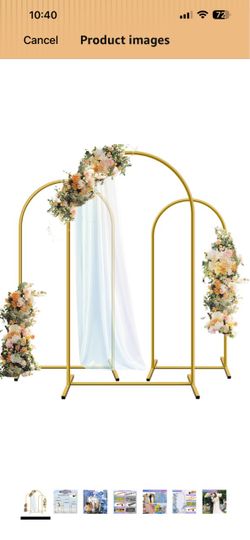 Metal Arch Backdrop Stand, Gold, Set of 3, 6FT, 5FT, 4FT Easy to Assemble, Square Stable Base, Fits Balloon, Garden Decor, Floral - Arches for Wedding