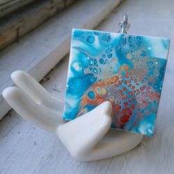 "Golden Hour Tides" Acrylic Pour Painted Keychain