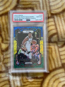 2023 PANINI PRIZM #103 GIANNIS ANTETOKOUNMPO BLUE YELLOW GREEN CHOICE
