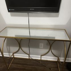 Glass vanity desk