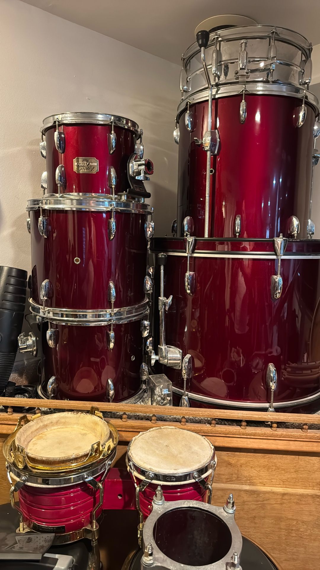 Pear Drum Set With Hi Hat and A Symbol