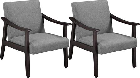 Yaheetech Mid-Century Modern Accent Chairs – Set of 2 – Dark Gray