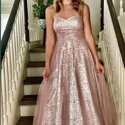Shimmery Pink Prom Dress Size 9