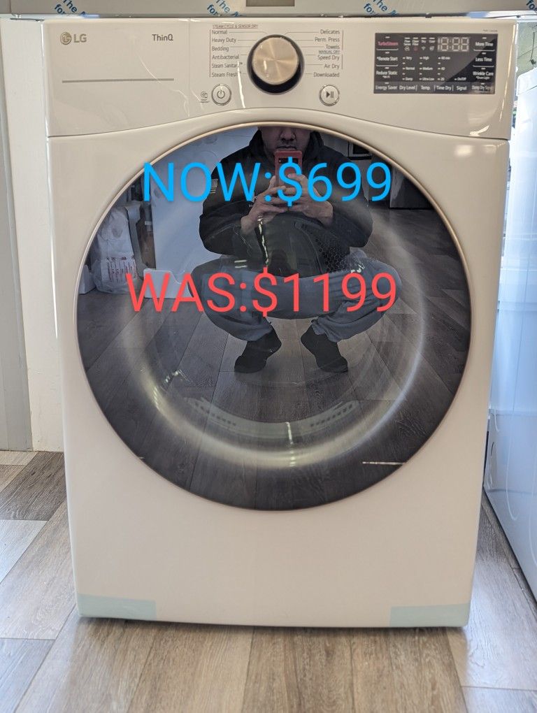 7.4cu Large Capacity Vented Electric Dryer with Steam and Sensor Dry 