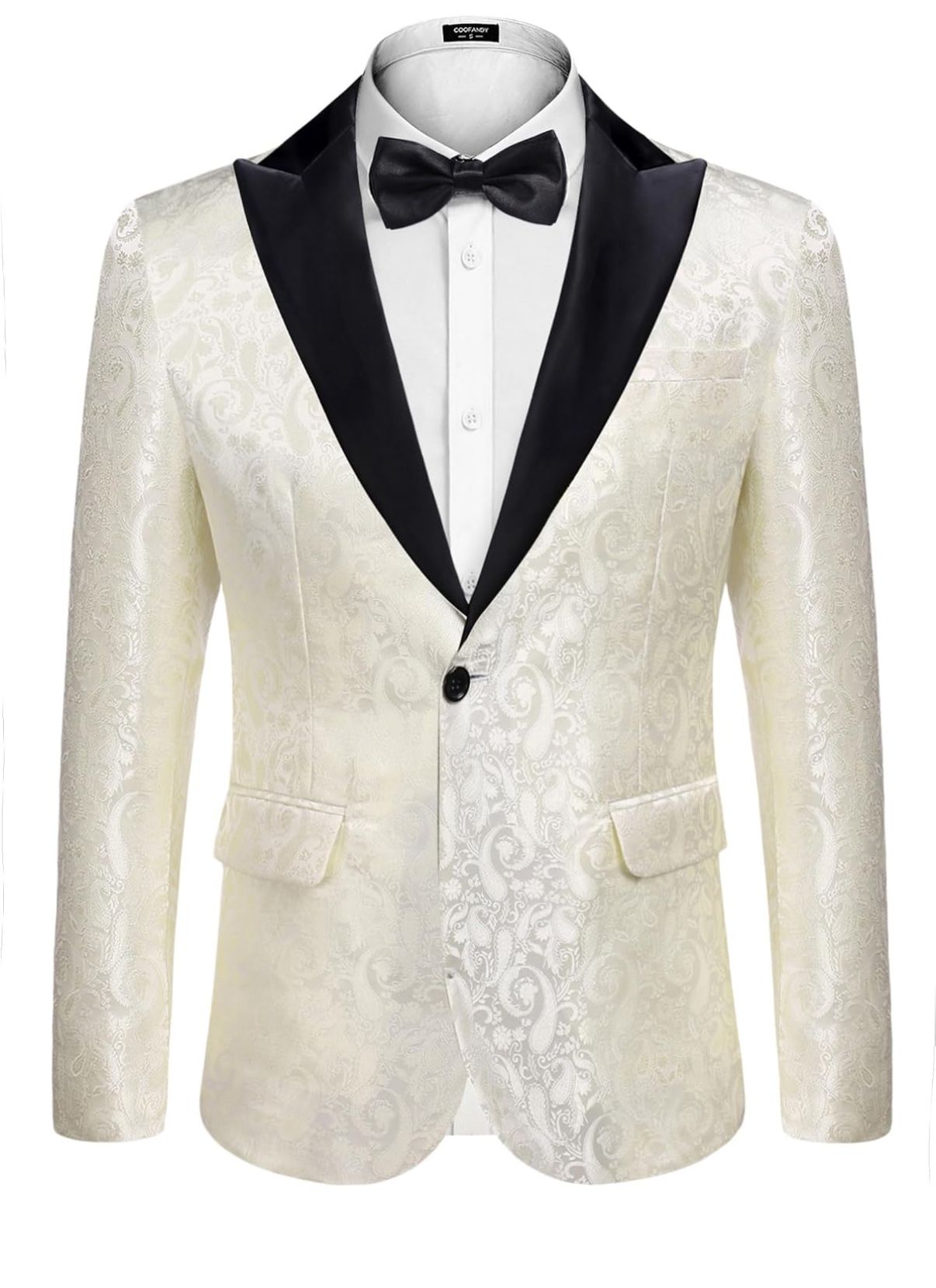 COOFANDY Mens Floral Tuxedo One Button Luxury Shiny Blazer Dinner Party Prom Wedding Suit Jacket