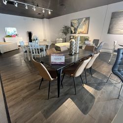 Black 7PC Dining Table Set