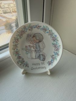 Precious moment happy 1st anniversary Plate with stand