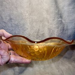 Vtg Jeannette iris iridescent carnival glass bowl
