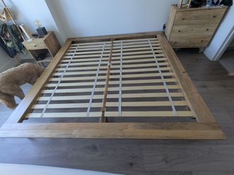Solid mango wood king platform bed