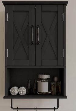 Black Wall Mounted Bathroom Storage Cabinet