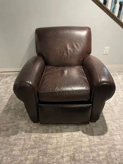 Pottery Barn Manhattan Roll Arm Leather Recliner