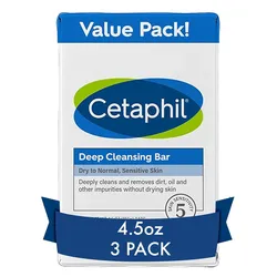 New Sealed Cetaphil Bar Soap, Deep Cleansing Face and Body Bar Pack of 3 beauty self care health bath body
