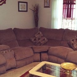 Sectional Couch 3 Chair Recliners And Cup Holders