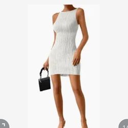 Acelitt Ladies Textured Wedding Guest Mini Dresses For Women Spring Summer Sleeveless Bodycon Cocktail Party Dress Black Large