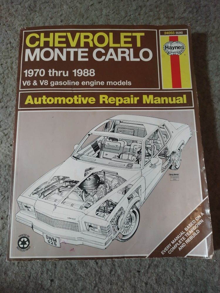 Haynes Repair Manual 70-88 Chevy Monte Carlo