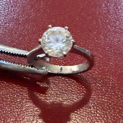  1 ct round CZ silver plated Solitaire faux Engagement Ring