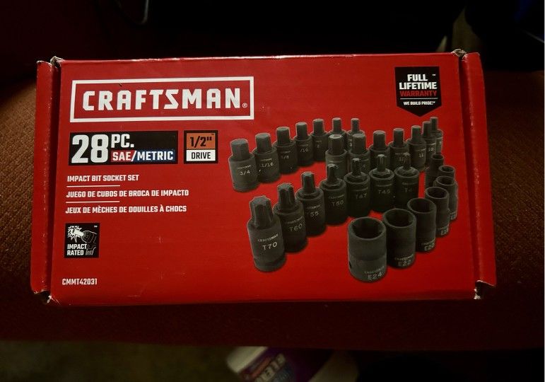 1/2 In Impact Socket Bits,28 Piece Set Metric, 12 Mm. To 24 Mm..