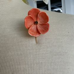 Vintage parklane lapel pin orange flower signed 2.7” In great condition