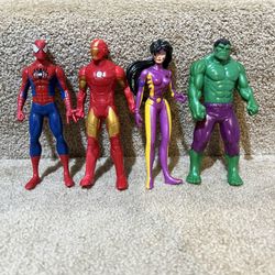 Marvel 6” figures lot of 4 Avengers Hulk Ironman Spiderman Wildcats Voodoo