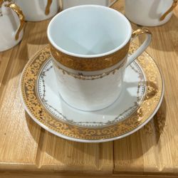 6Pc New Gold Trimmed Oriental Tea Set