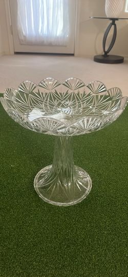 Vintage Cut Glass Pedestal Fruit Bowl