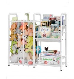 3-Tier Storage Organizer with Bookshelf, Elastic Cord Organizer for Books and Items, Space-Saving Storage Solution for Home, Living Room,