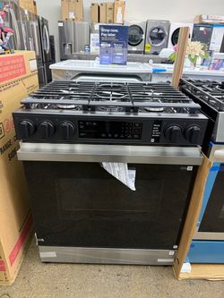 New open box Samsung Bespoke 30 in. 5-Burner Smart Slide-In Gas Range in Stainless Steel with Precision Knobs