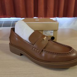 Michael Kors Womens Brown Leather Slip-On Loafer Shoes Round Toe US 10