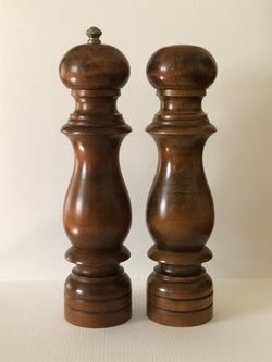 Mid-Century Vintage Woodcrest by Styson Wooden Salt Shaker & Pepper Mill Set  Made in Japan
