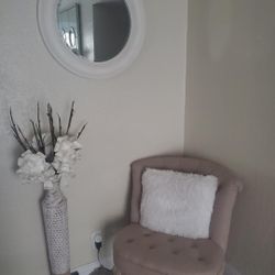 Accent  Chair, Mirror And Plant 