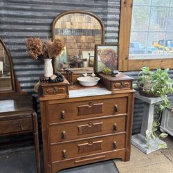 Antique oak marble eastlake dresser refreshed