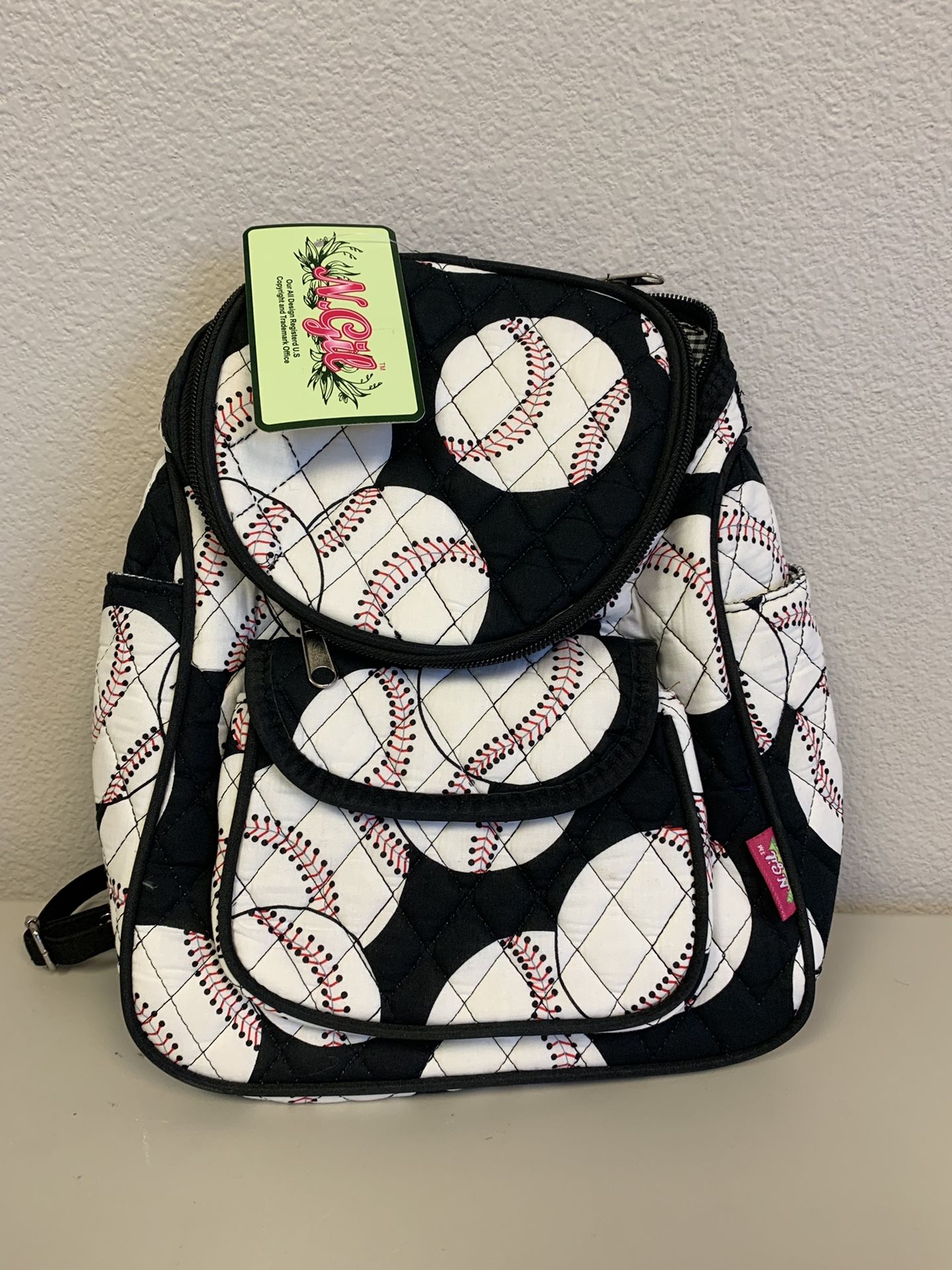 Mini Quilted Backpack- Baseball Print. Perfect for teens and kids. Sling bag.