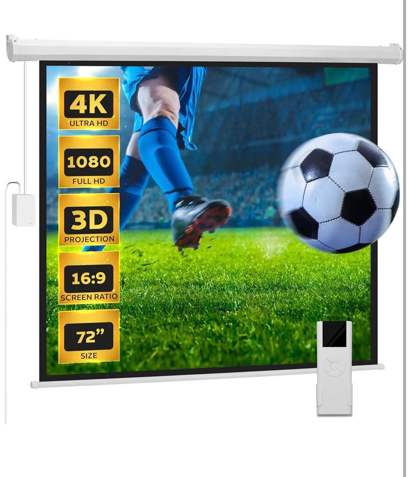 Portable Motorized Matte White Projector Screen