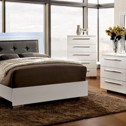 Brand New White & Grey 4pc Queen Bedroom Set (Available In Eastern King)