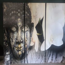 Three Piece Set Buddha Canvas Wall Decor
