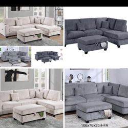 Sectional With Ottoman Set 