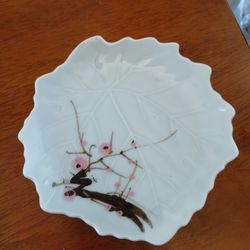 Handpainted Japan Porcelain Cherry Blossom Trinket Tray 