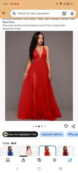 Red Deep V-Neck Maxi Formal Dress