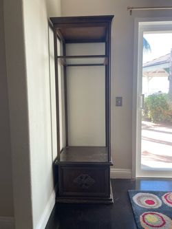 Dark Wood Display Shelf with Bottom Storage