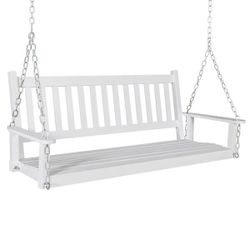 5 ft. White Outdoor Wooden Porch Swing