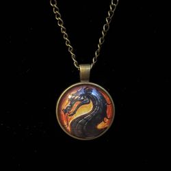 1pc Mortal Kombat Dragon Head Pendant And 24” Necklace ~ Jewelry Gift ~ New