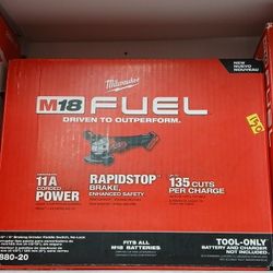 Milwaukee New M18 Fuel Braking Grinder 