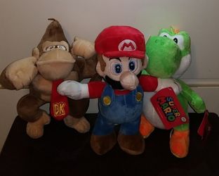 Brand New 7" Super Mario,Yoshi, and Donkey Kong Set Plush