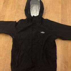 Black AFTCO Transformer Packable Fishing Jacket Women’s Large. Excellent Cond