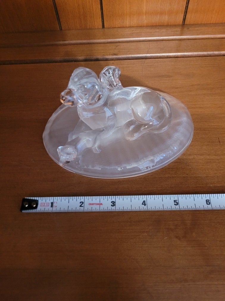 Glass Dog & Puppy Figure Lab? Labrador Decorative Piece